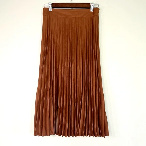 Sezane Elegant Brown Pleated Dino Skirt size 36 us size 4 - Picture 1 of 7